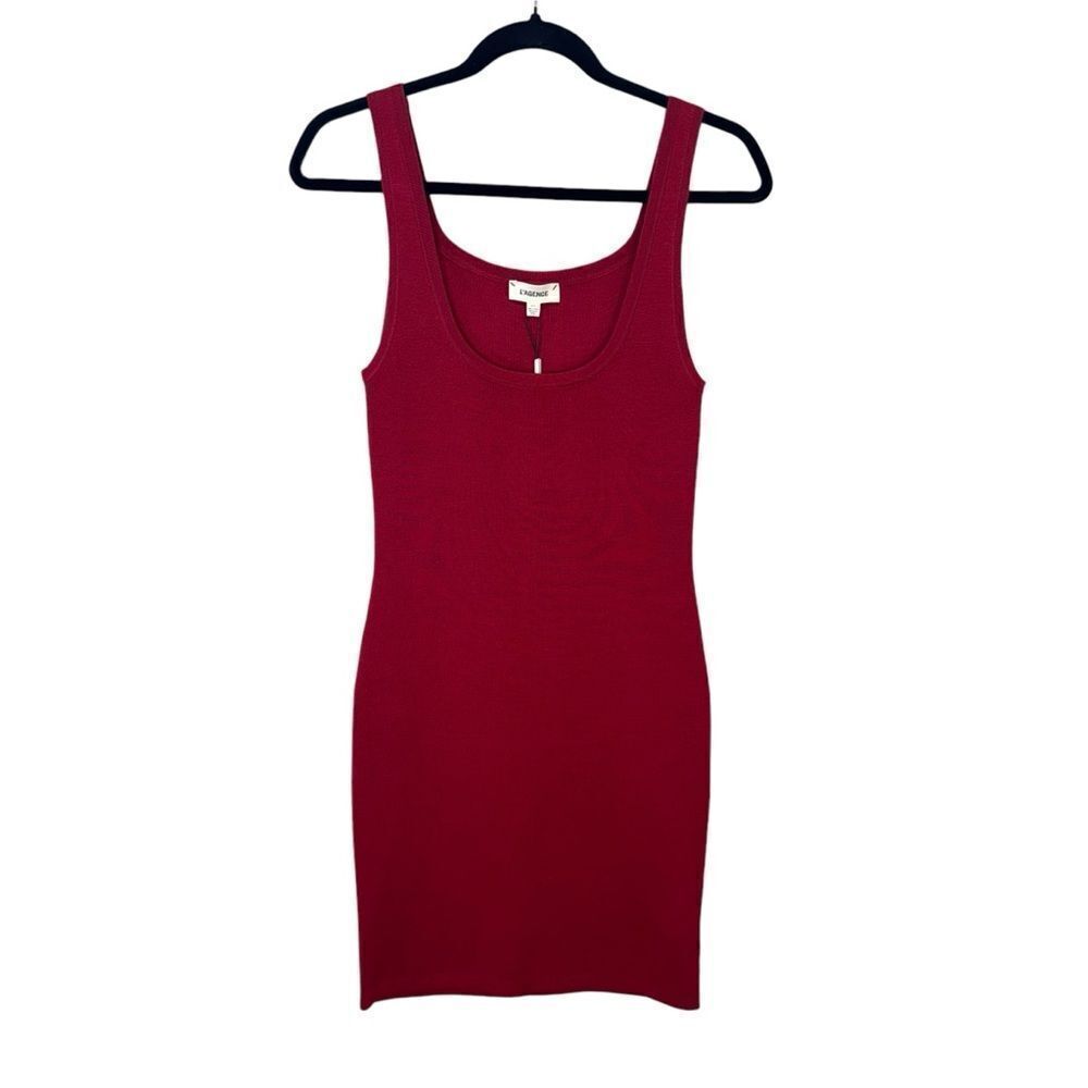 NEW L’Agence Hannah Knit Tank Dress Red Dahlia Small - Picture 5 of 10